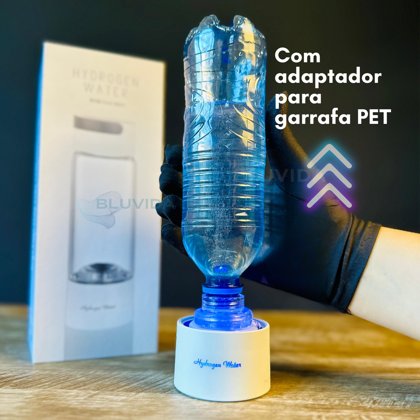 Garrafa geradora de hidrogenio molecular com adaptador para garrafa pet