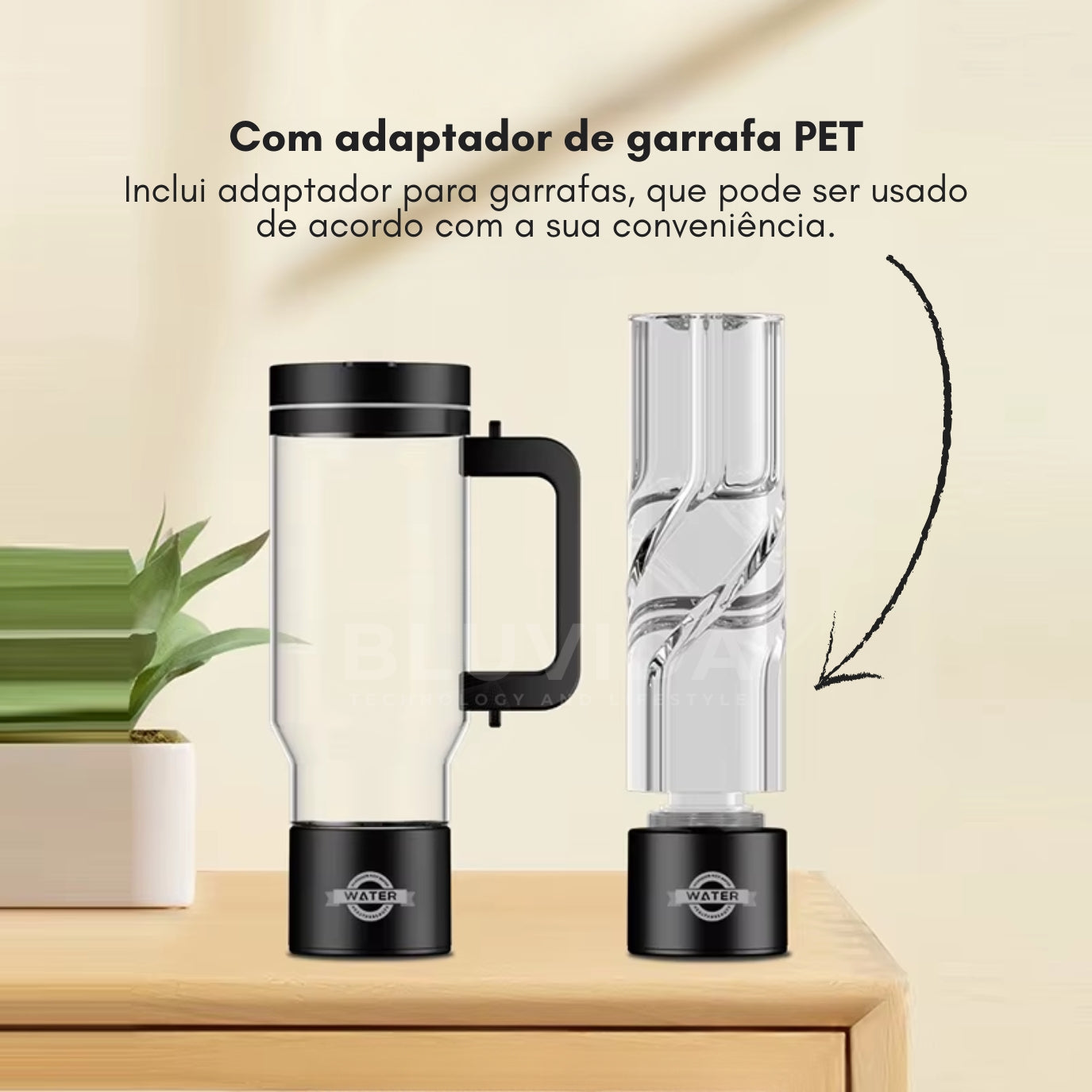 Detalhe do adaptador universal para garrafa PET