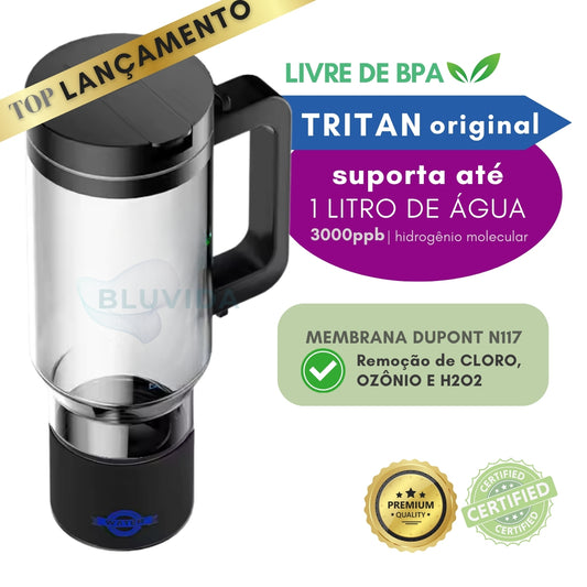 Garrafa de hidrogênio molecular | MAX 1 LITRO (3000ppb - TRITAN)