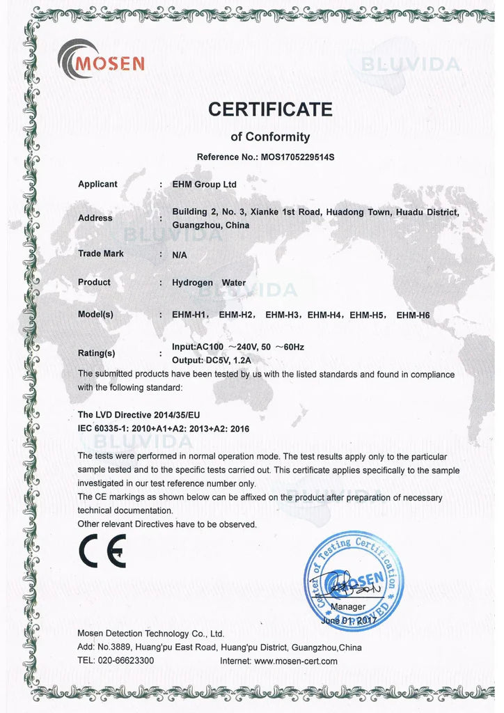 Certificado CE BluVida
