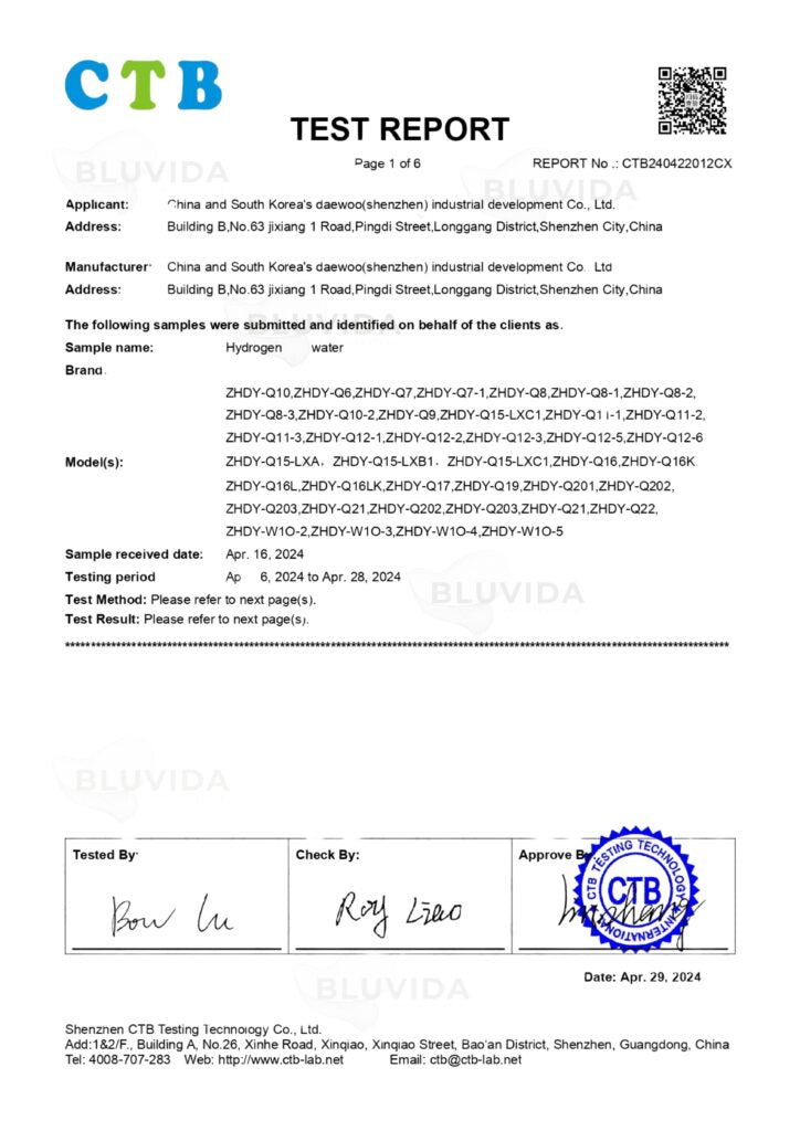 Certificado FDA BluVida