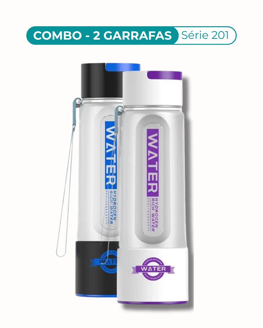 Combo com duas garrafas H.W. Tritan Bluvida lado a lado - branco e preto