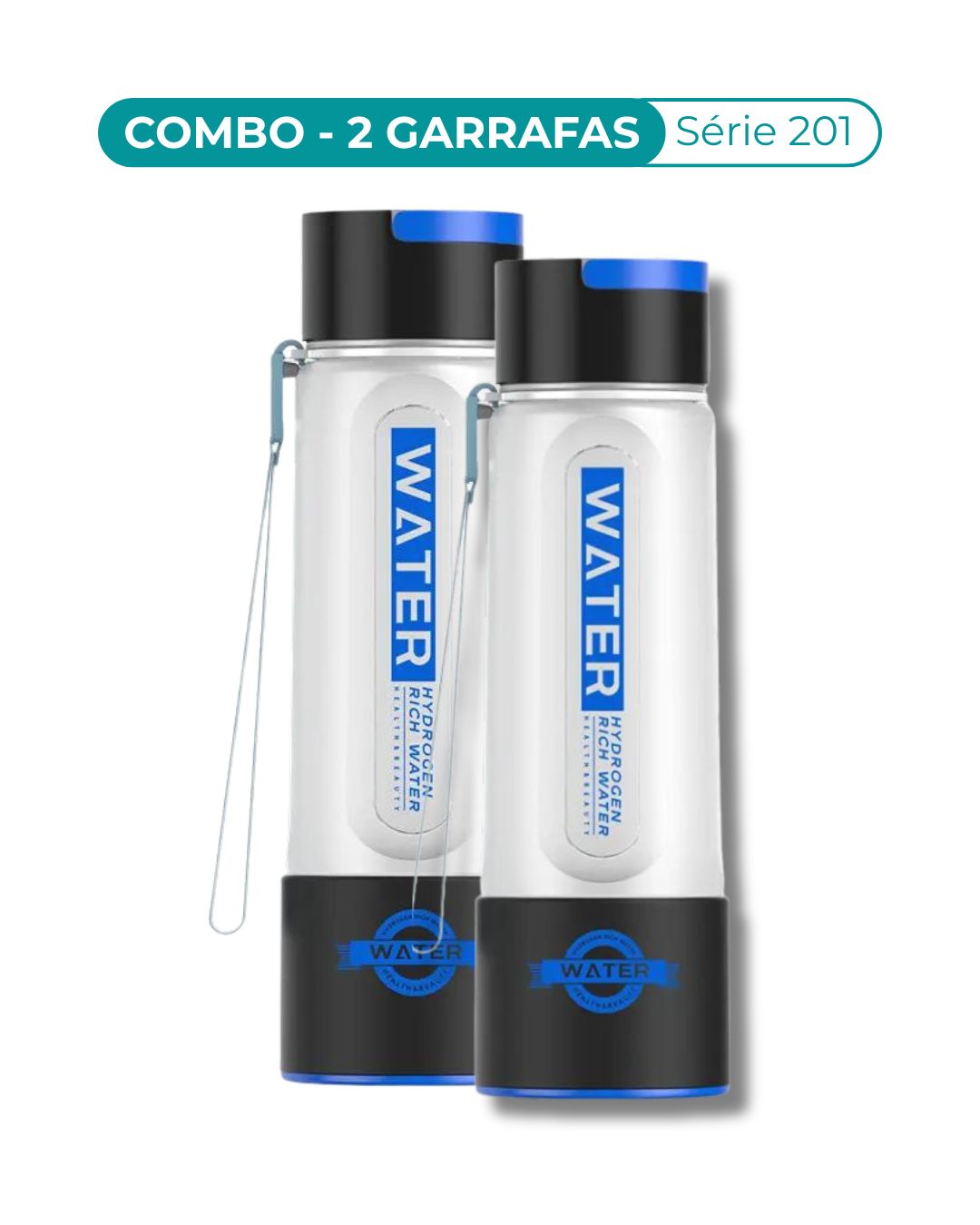 Combo com duas garrafas H.W. Tritan Bluvida lado a lado - preto + preto