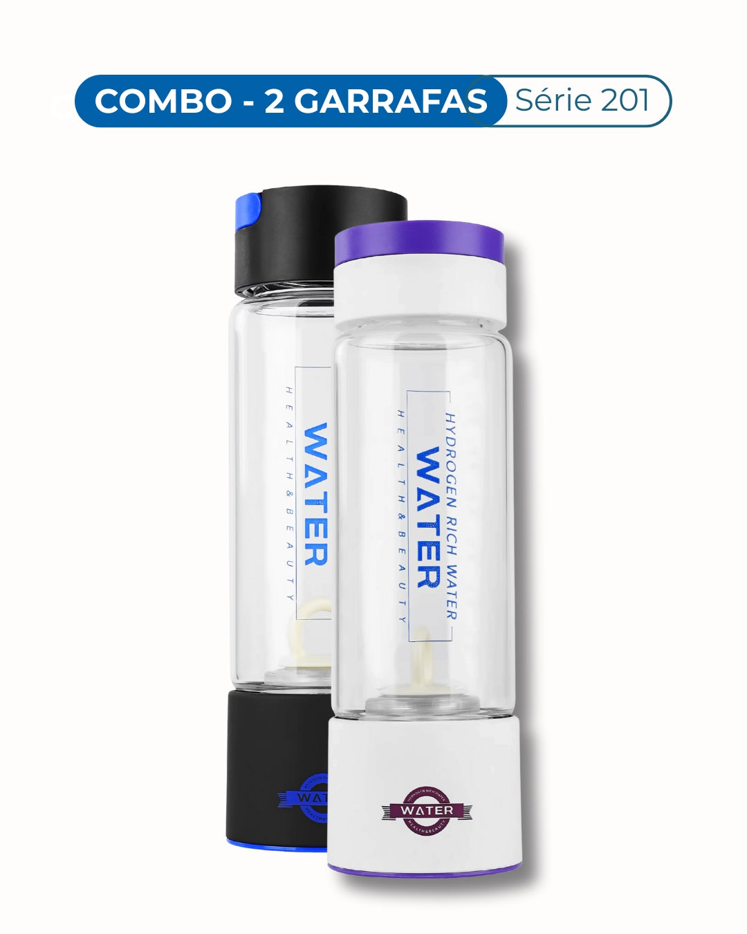 Combo com 2 Garrafas de Hidrogênio Molecular 4000ppb | Série 201 – VIDRO