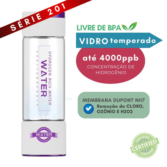 Garrafa de hidrogênio molecular | 4000 ppb (série 201 - VIDRO)