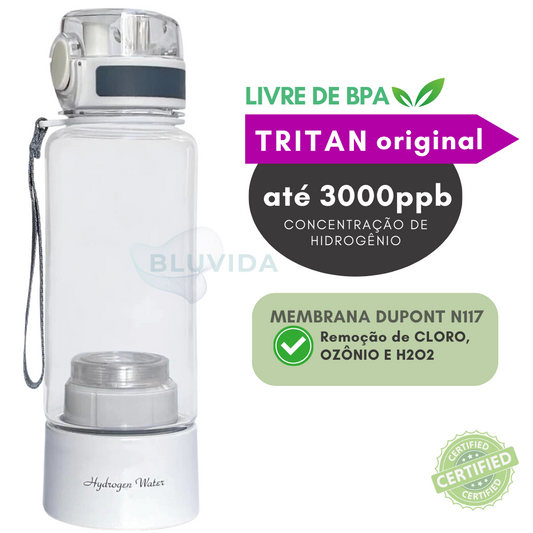 Garrafa de hidrogênio molecular | 3000 ppb (clássica - TRITAN)